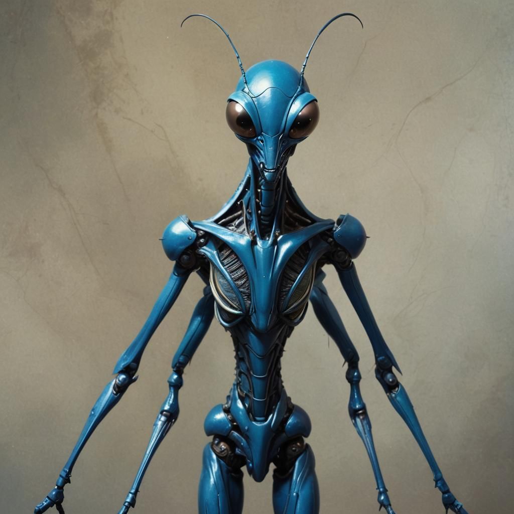Sinister Blue Space Alien Mantis Digital Art