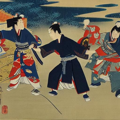 Samurai Drinking Sencha in Ukiyo-e Style