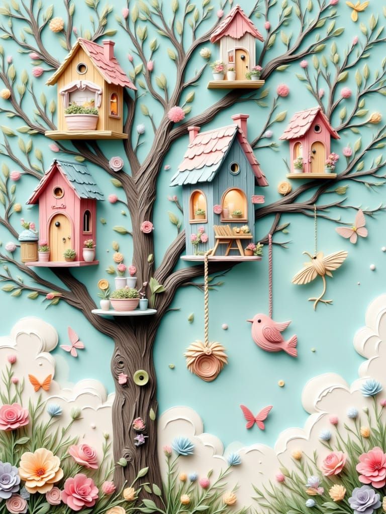 Charming Birdhouse Cafes in Anime Style