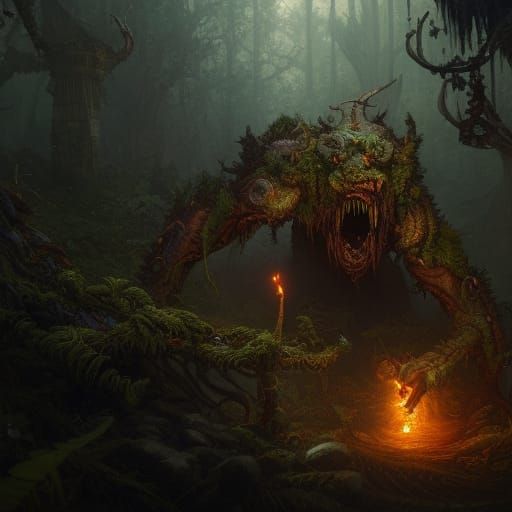 Goblin Treasure Hunter in Dark Fantasy Temple