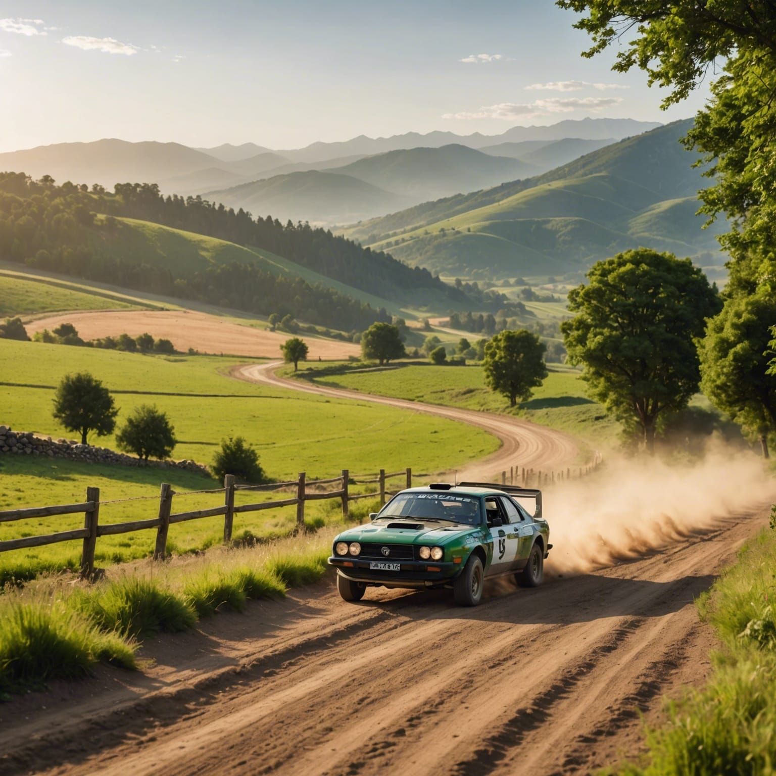 Rally Car Races Through Breathtaking Mountain Landscape