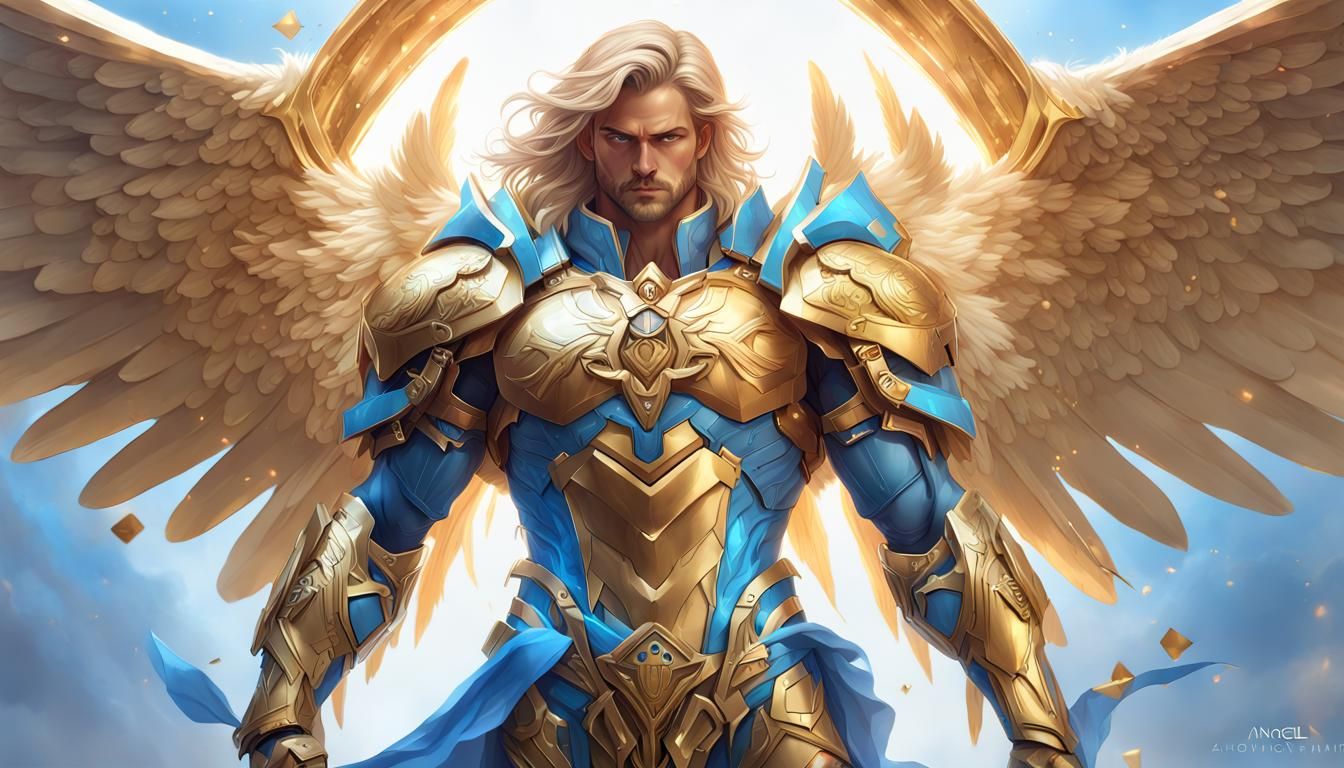 Armored Angel with Zodiac Sign, Hyperrealistic Illustration