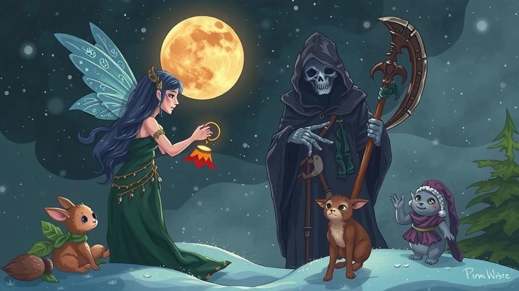 Grim Reaper and Fairy Mark Winter Solstice