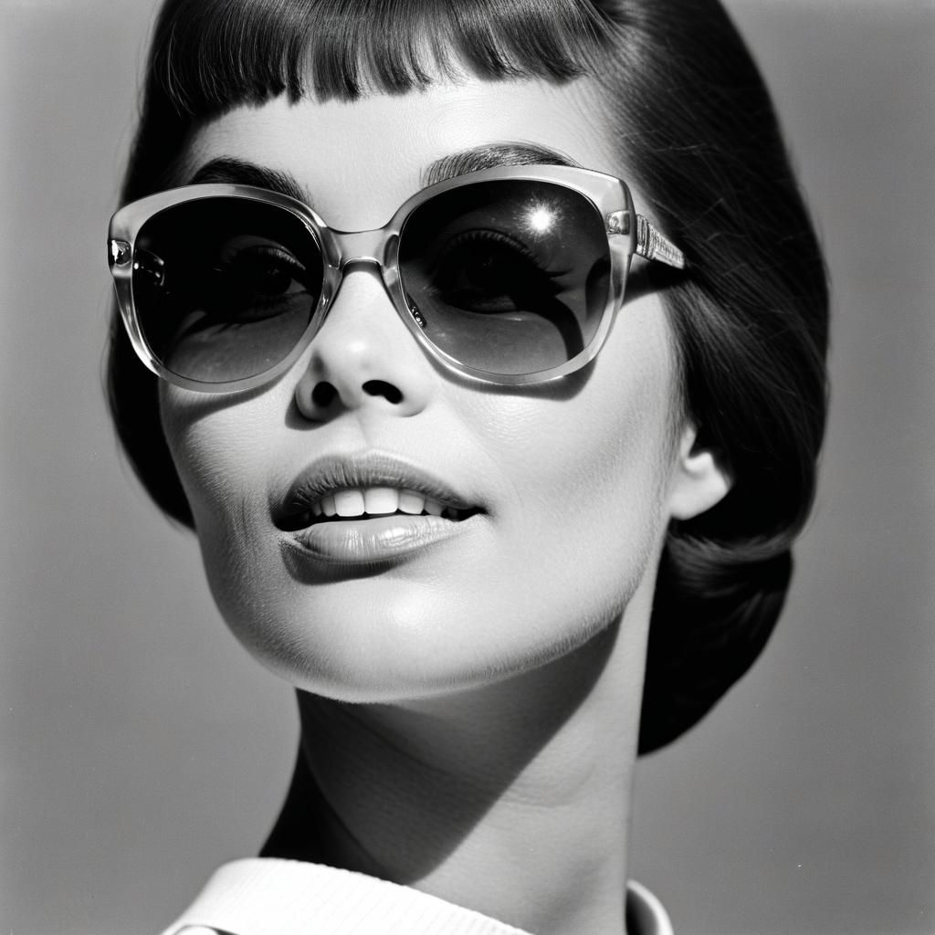 1960s Woman in Sunglasses: Black and White Portrait