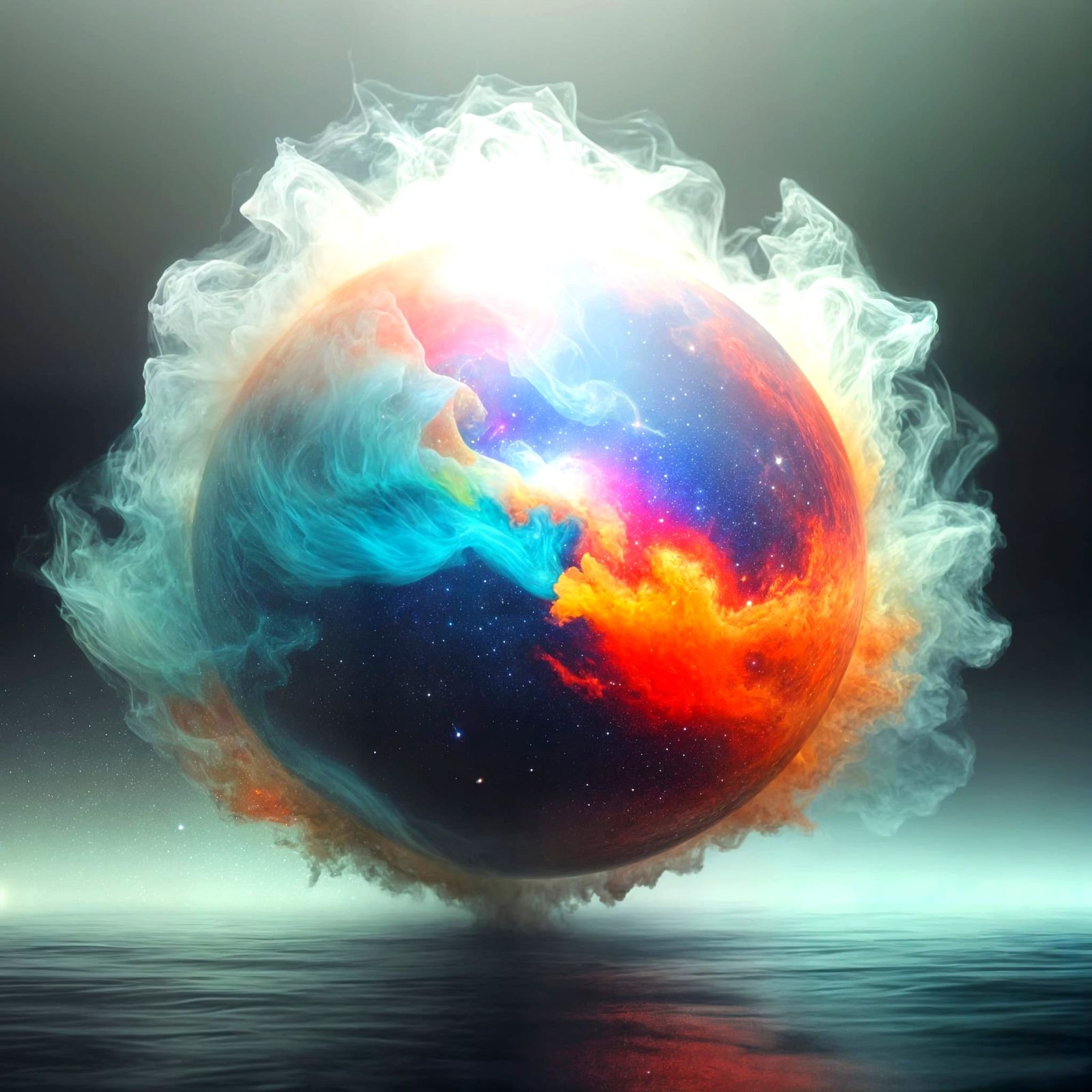 Vibrant Glass Ball Supernova in Realistic Photo Style
