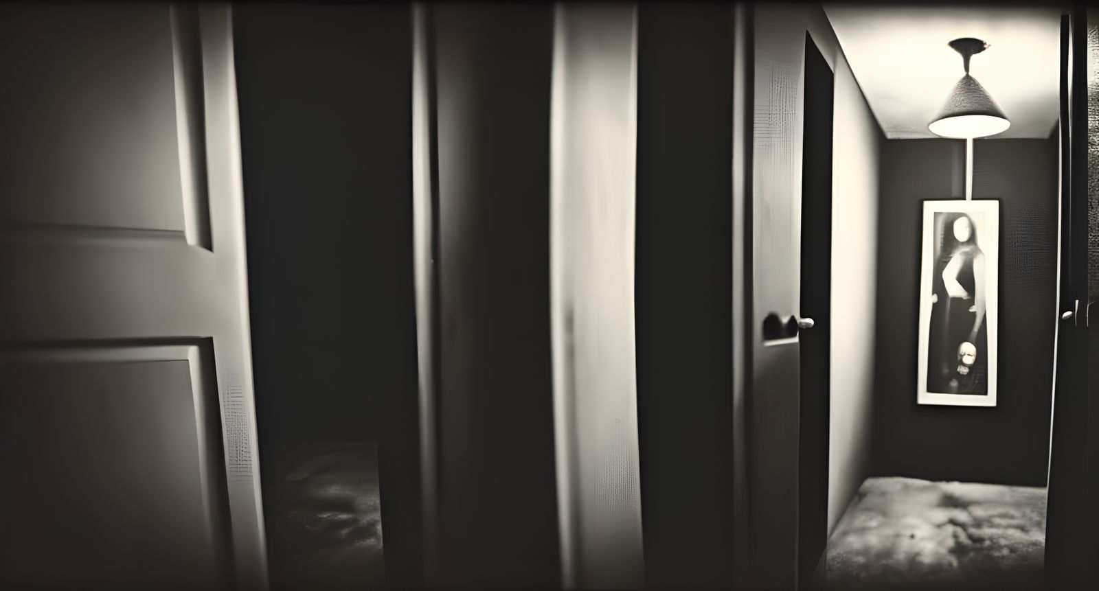 Creepy Dark Closet in Vintage Horror Style