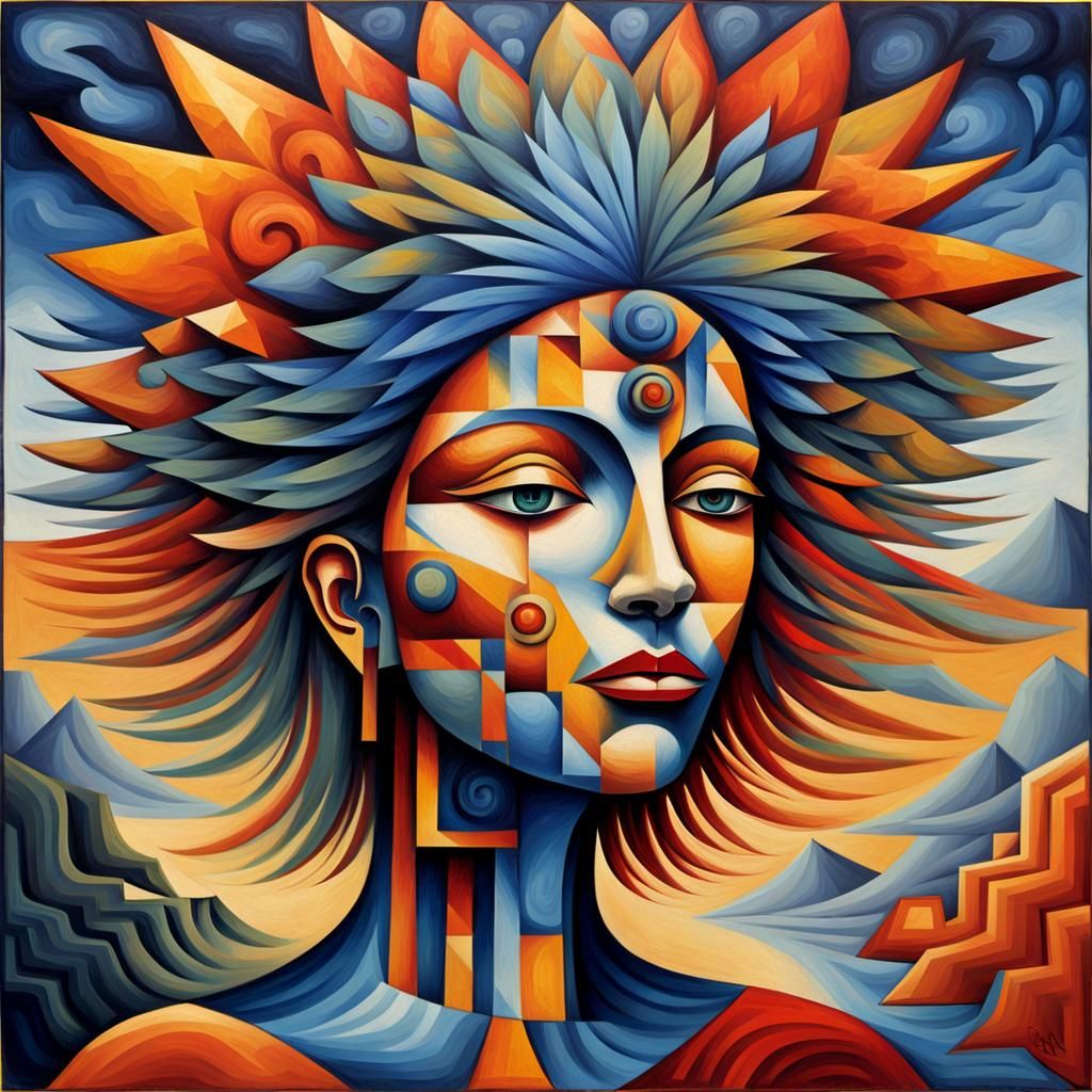 Geometric Woman: A Cubist-Inspired Portrait