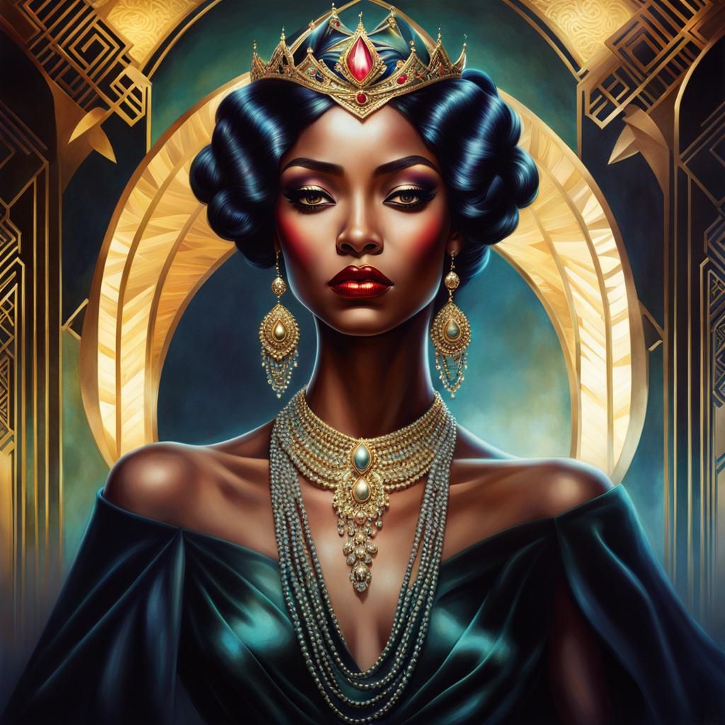Glamorous Femme Fatale in Art Deco Style