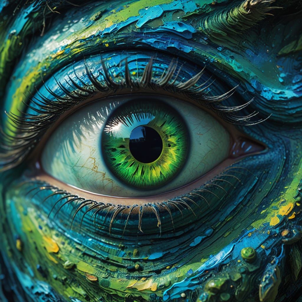 Alien Eye in the Sky as Gouache Impressionism