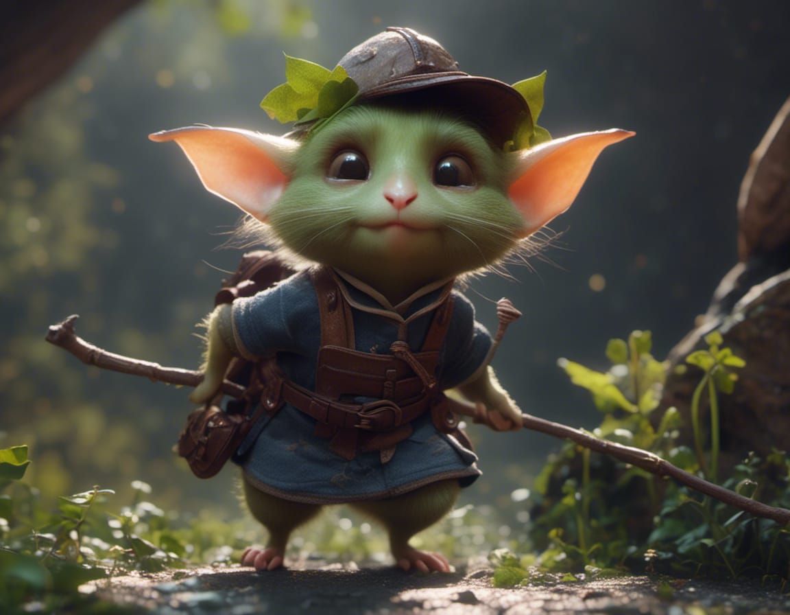Cute Female Goblin Ratcatcher in 3D Anime Style