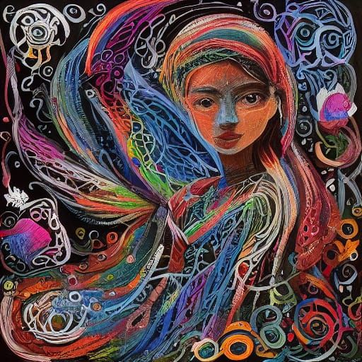 Abstract Art with Threads and Beads