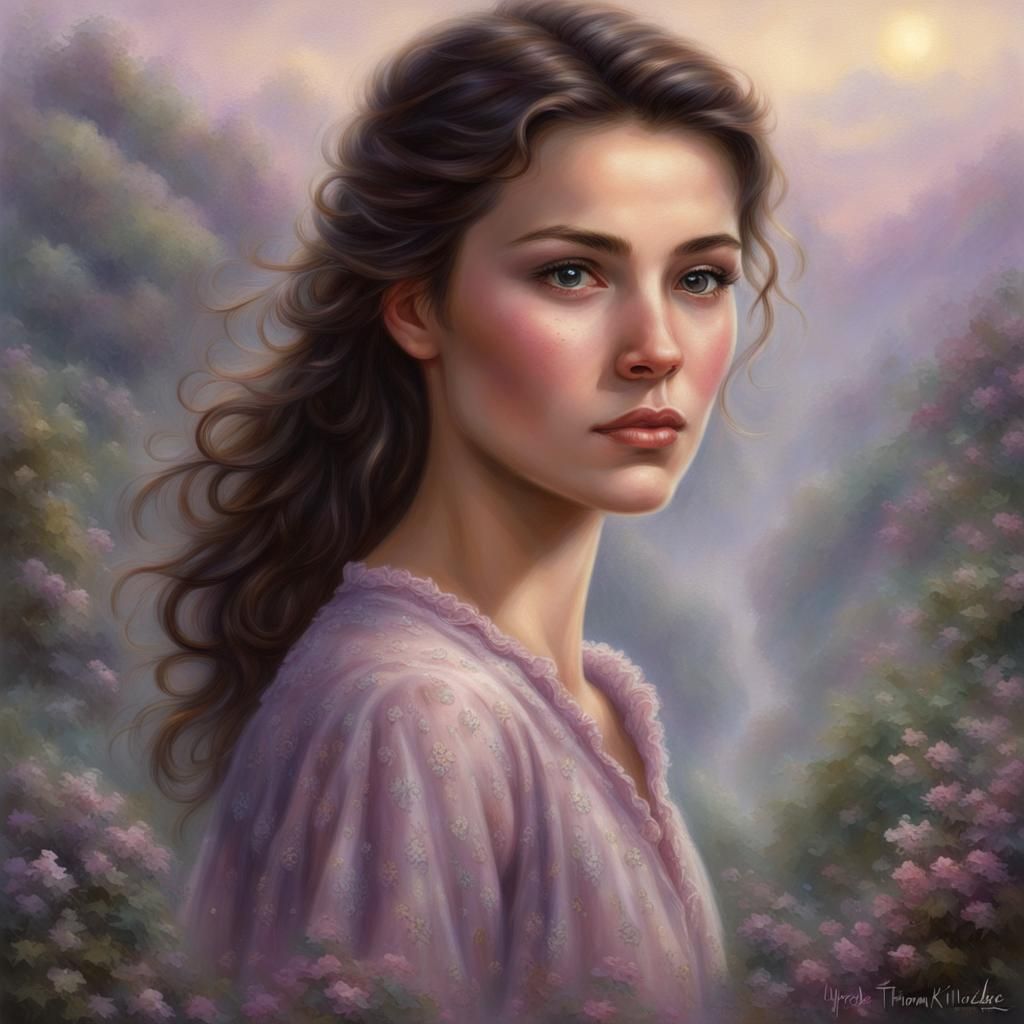 Ethereal Portrait of Young Woman with Freckles