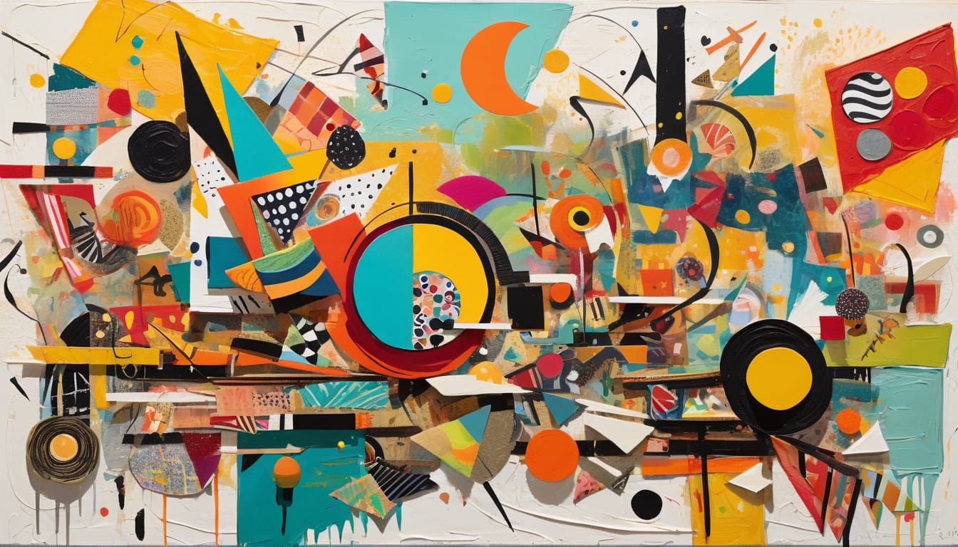 Post-Modernist 3D Impasto Artwork in Vibrant Colors and Geom...