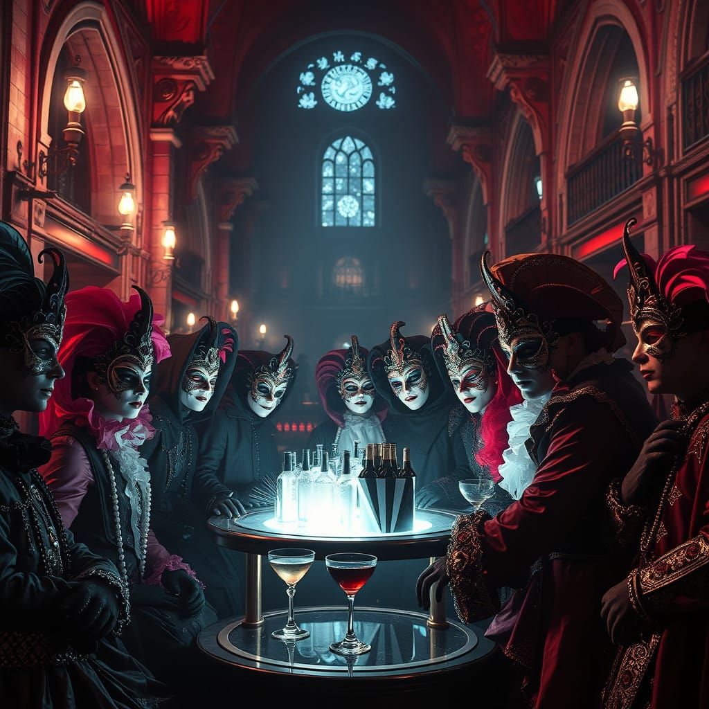 Cyberpunk Carnival in Futuristic Venice