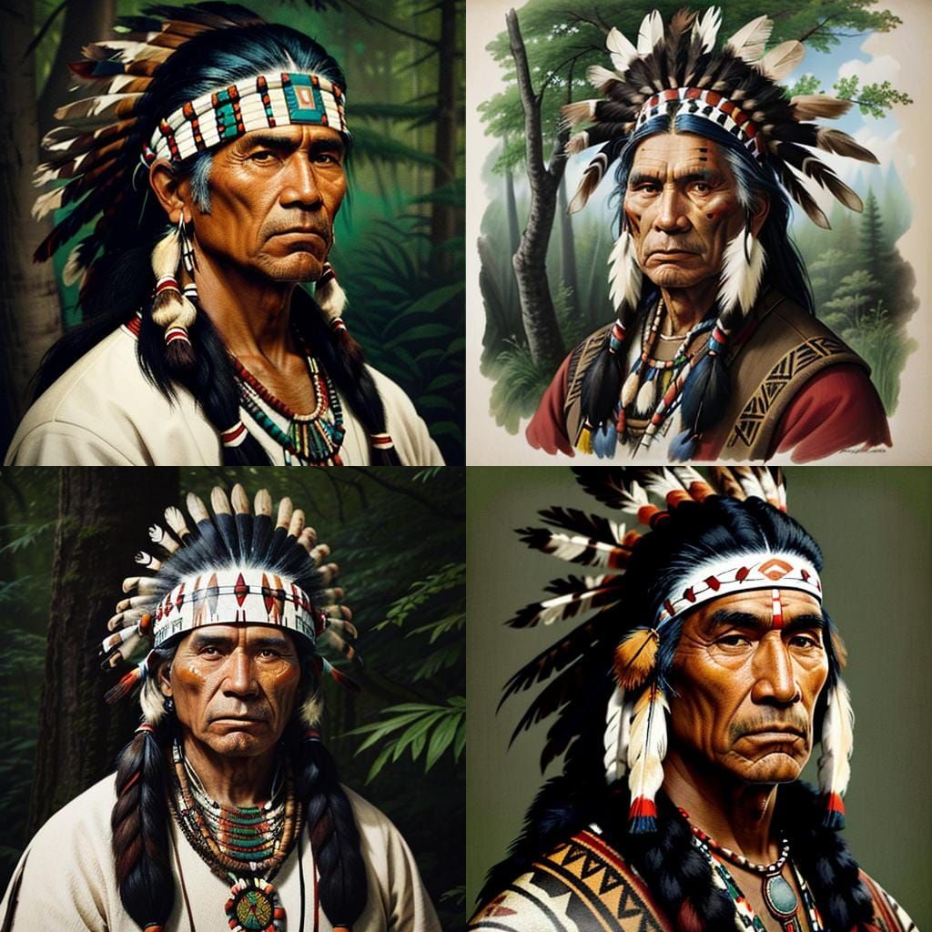 Native American Man Portrait, Circa 1800