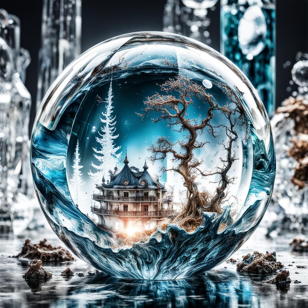 Disintegrating Bubble of Water and Space Art