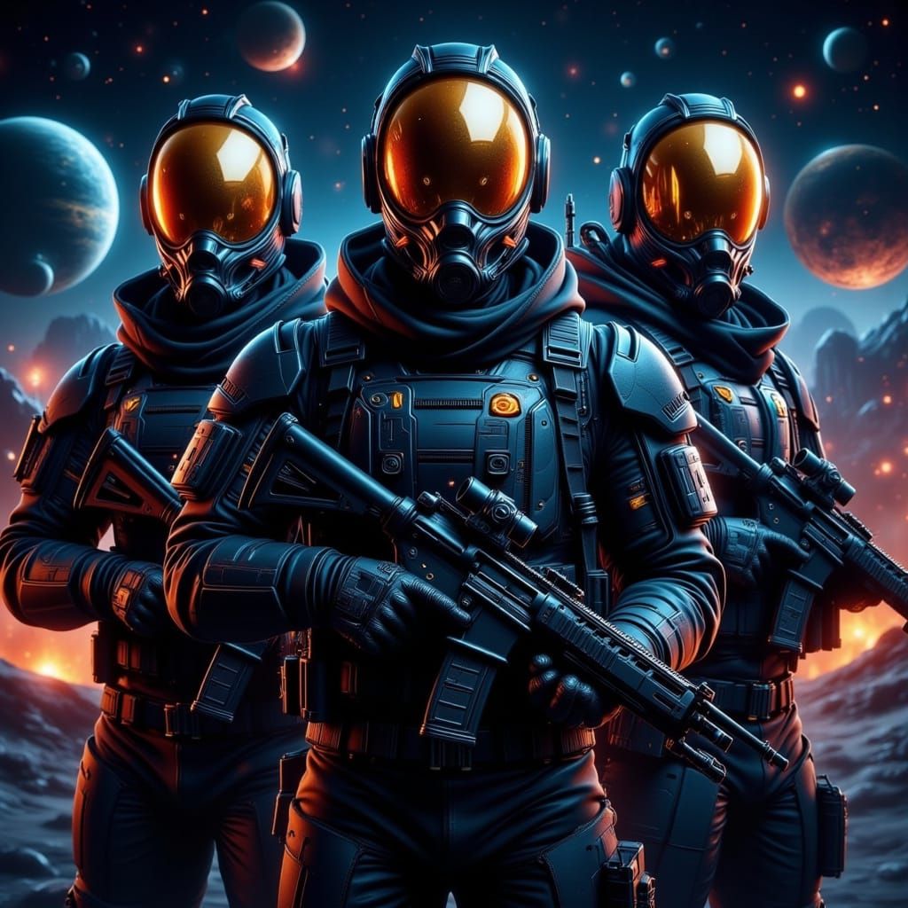 Elite Black Ops Team in Space: Futuristic Tactical Art