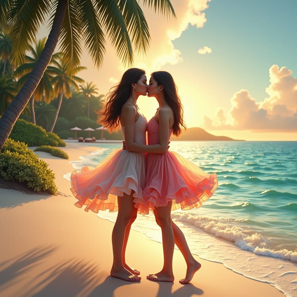 Beach Kiss in Fantasy Matte Painting Style