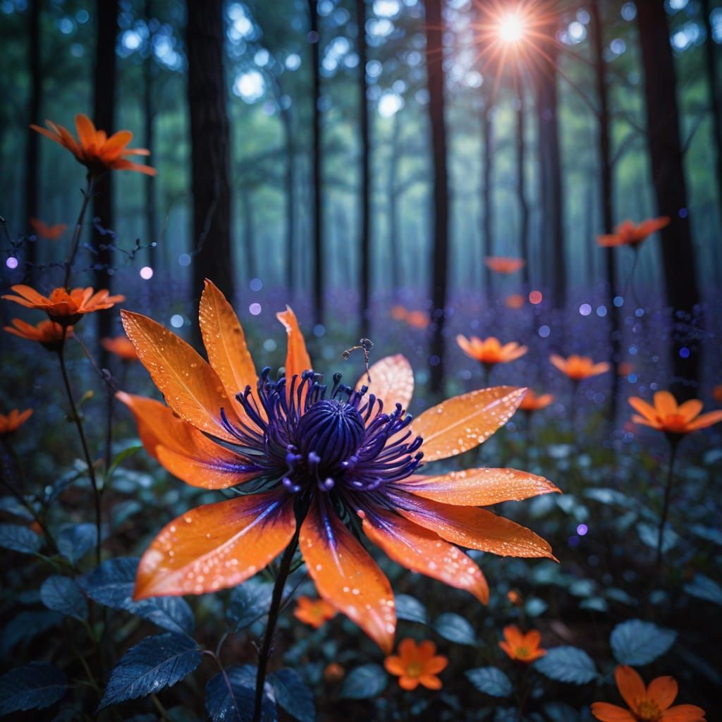 Ethereal Translucent Peace Flower in Surreal Forest