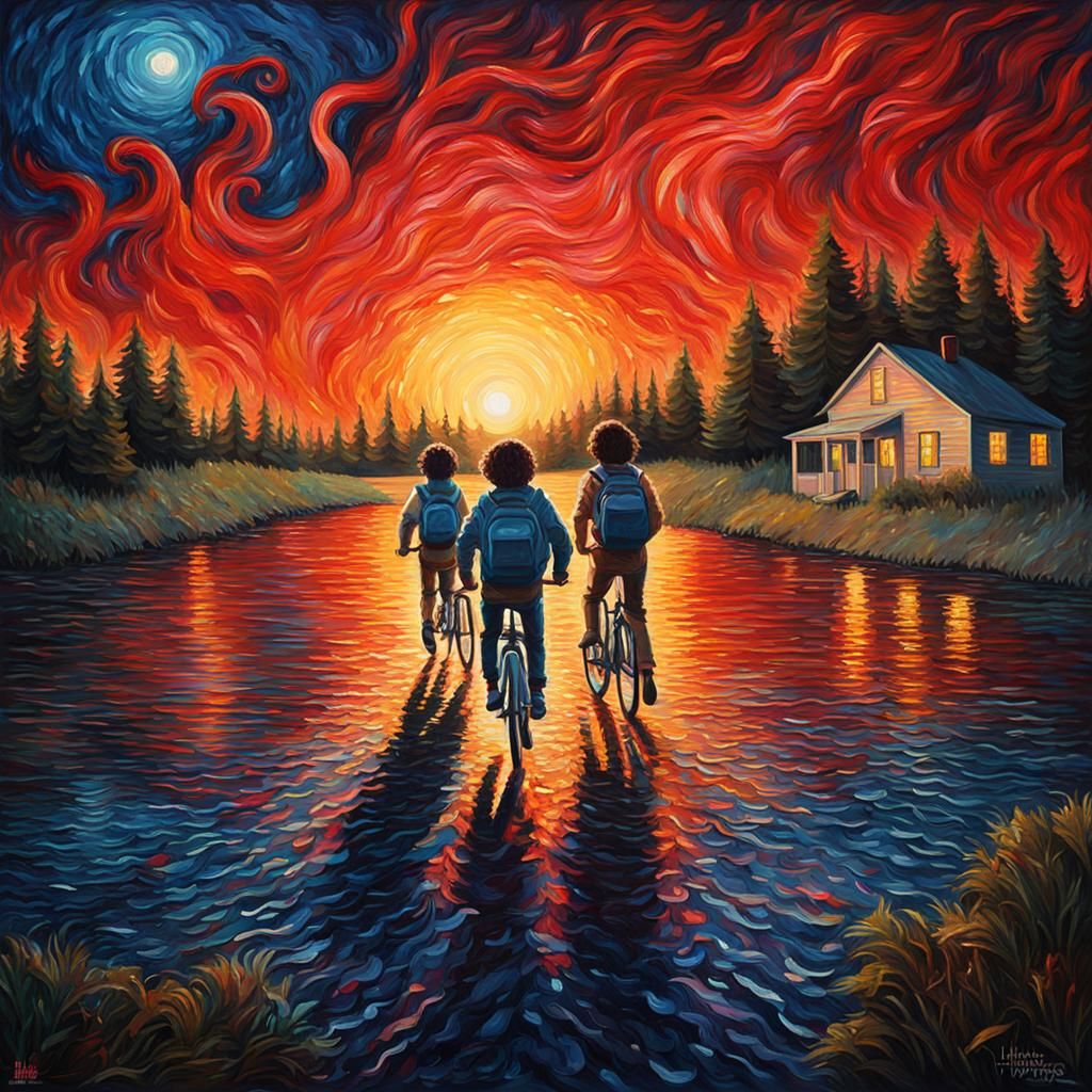 Stranger Things Poster in Expressionist Impasto Style