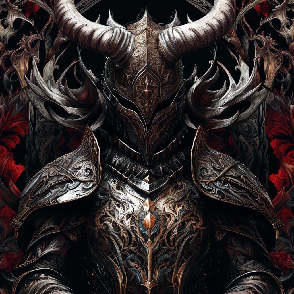 Sinister Knight in Dark Armor Digital Painting