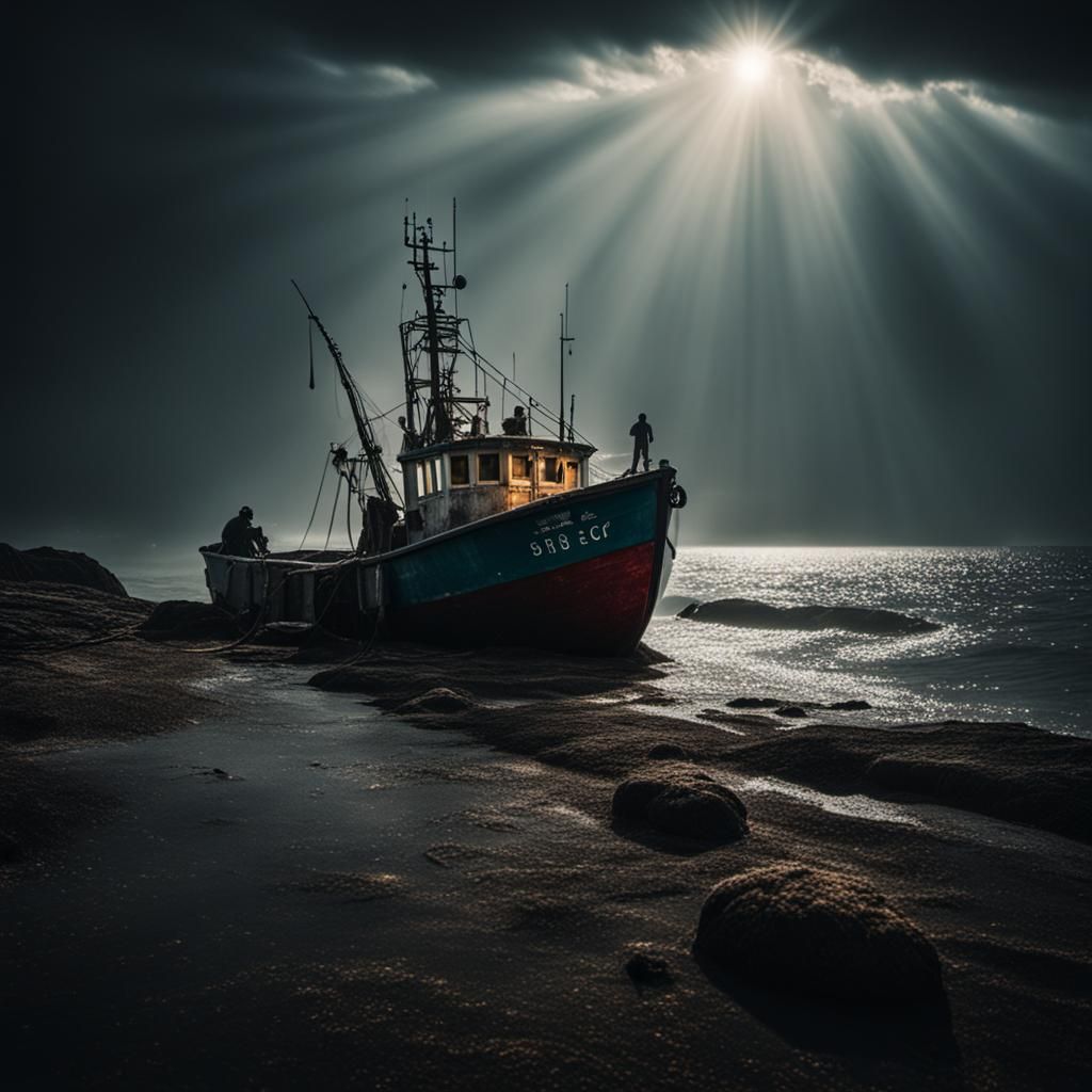 Dramatic Portrait of Crab Boat by Masters