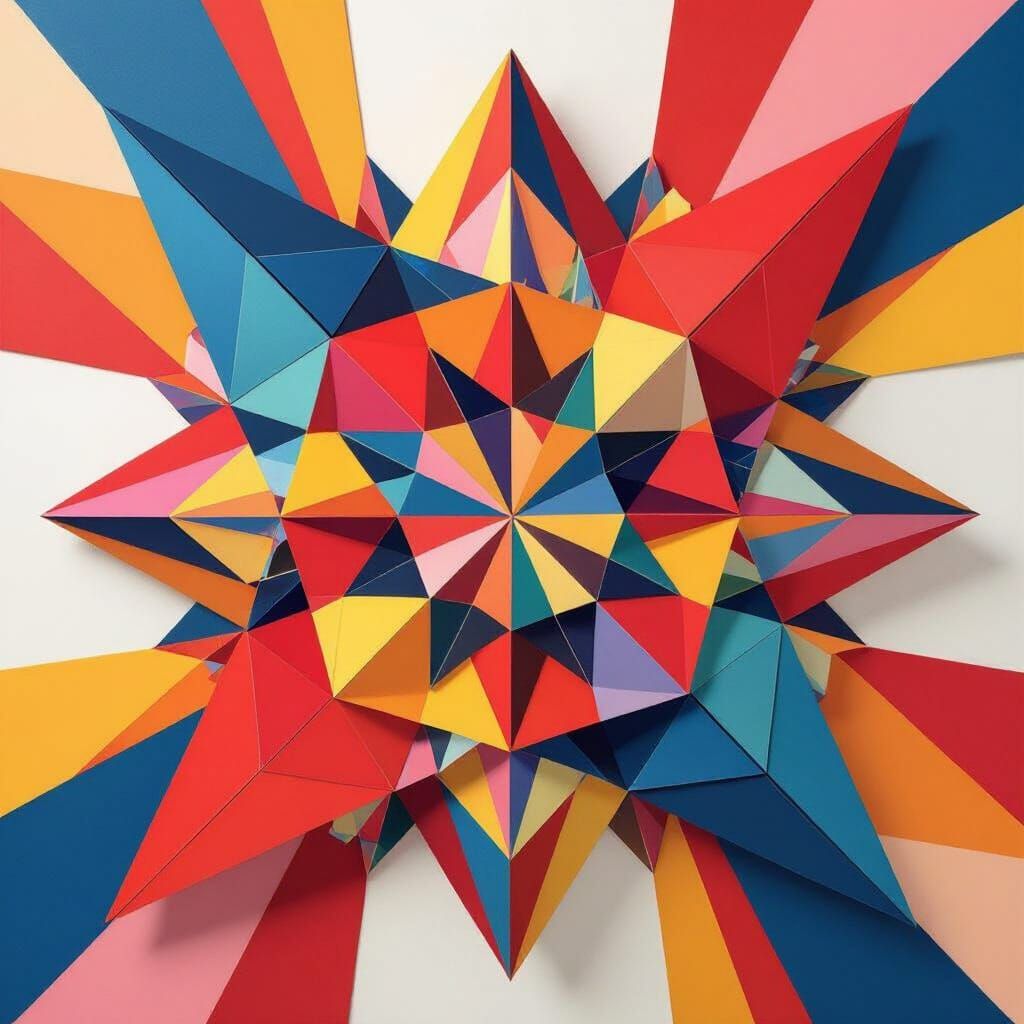 Kaleidoscopic Prism Collage of Paper Planes and Shapes