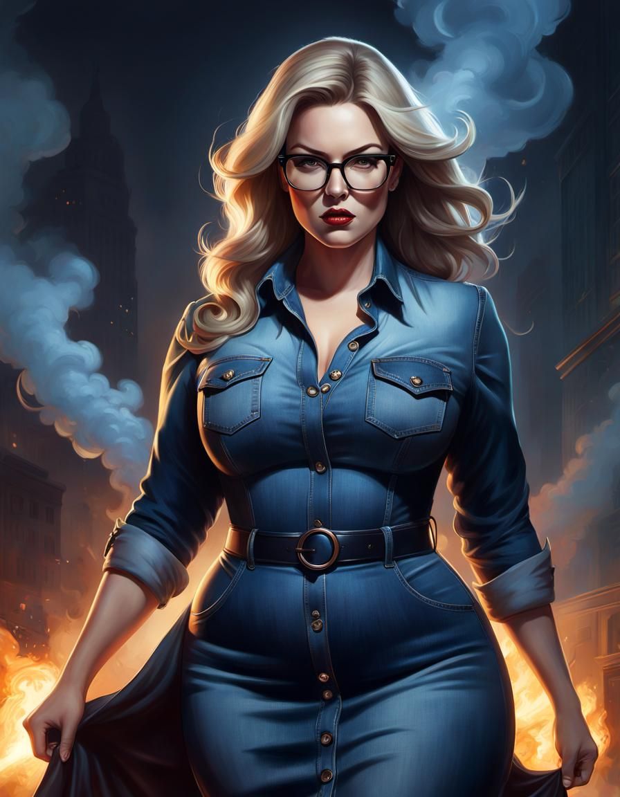 Angry Businesswoman in a Smoky, Edgy, Cinematic Setting