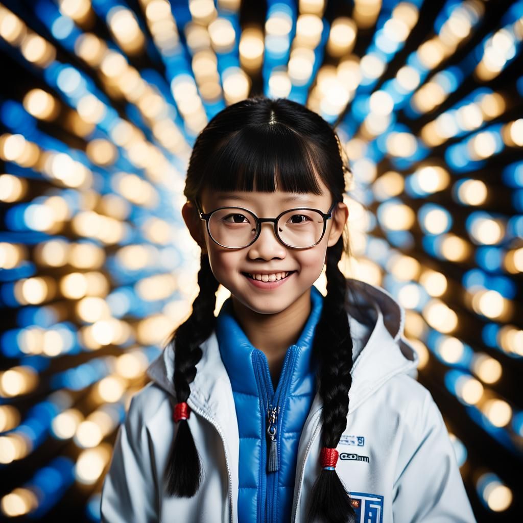 Smiling Chinese Girl Portrait in Professional Style