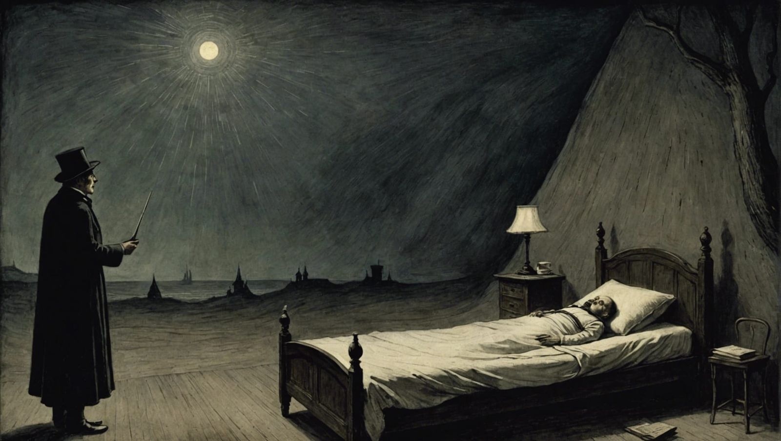 Eerie Dreamscape Inspired by Early Expressionism