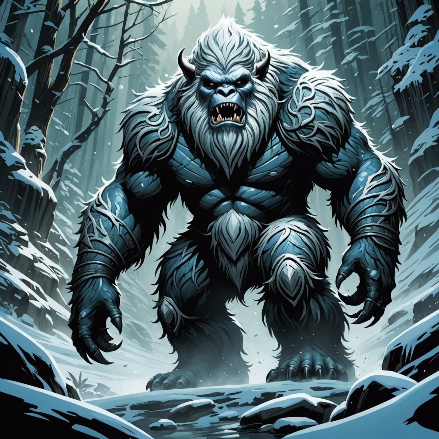 Yeti in Comic Book Art Style