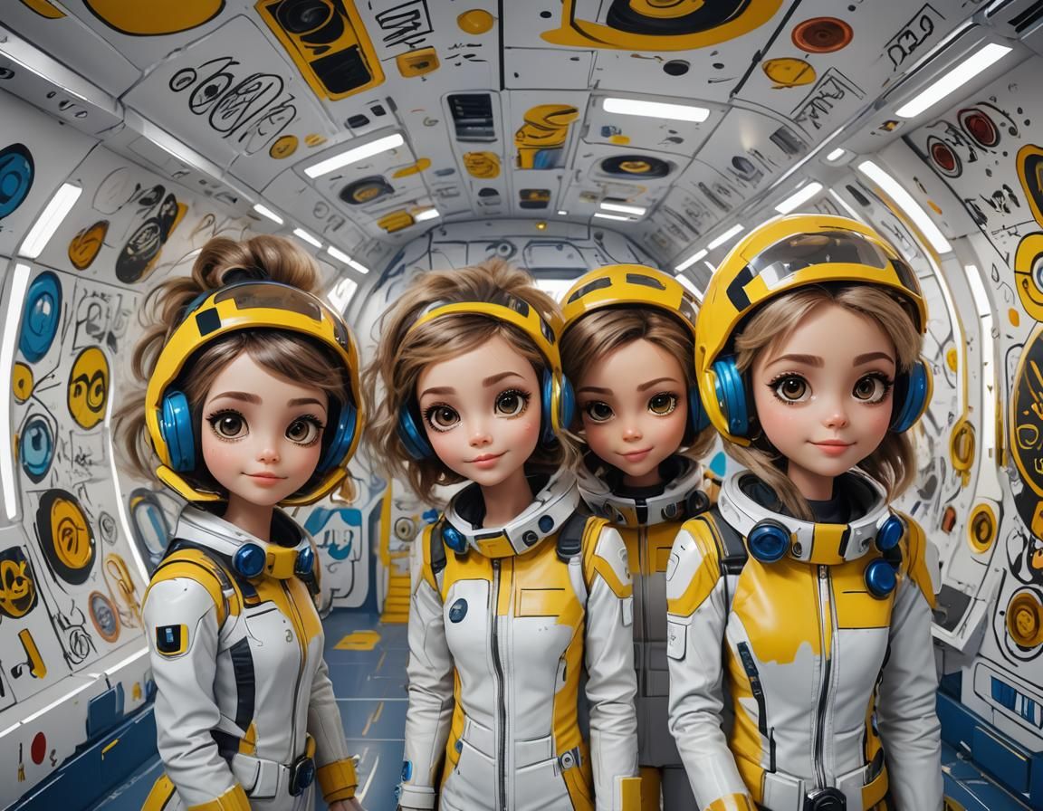 Graffiti Artists on a Spaceship: 3D Rendered