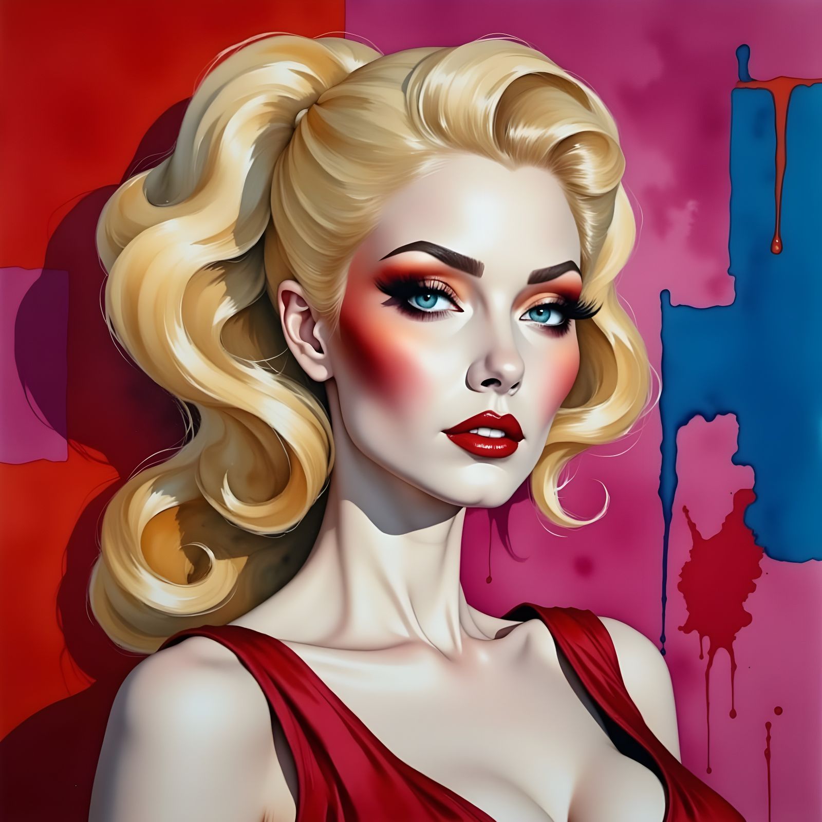 1980s Showgirl in Abstract Expressionist Style