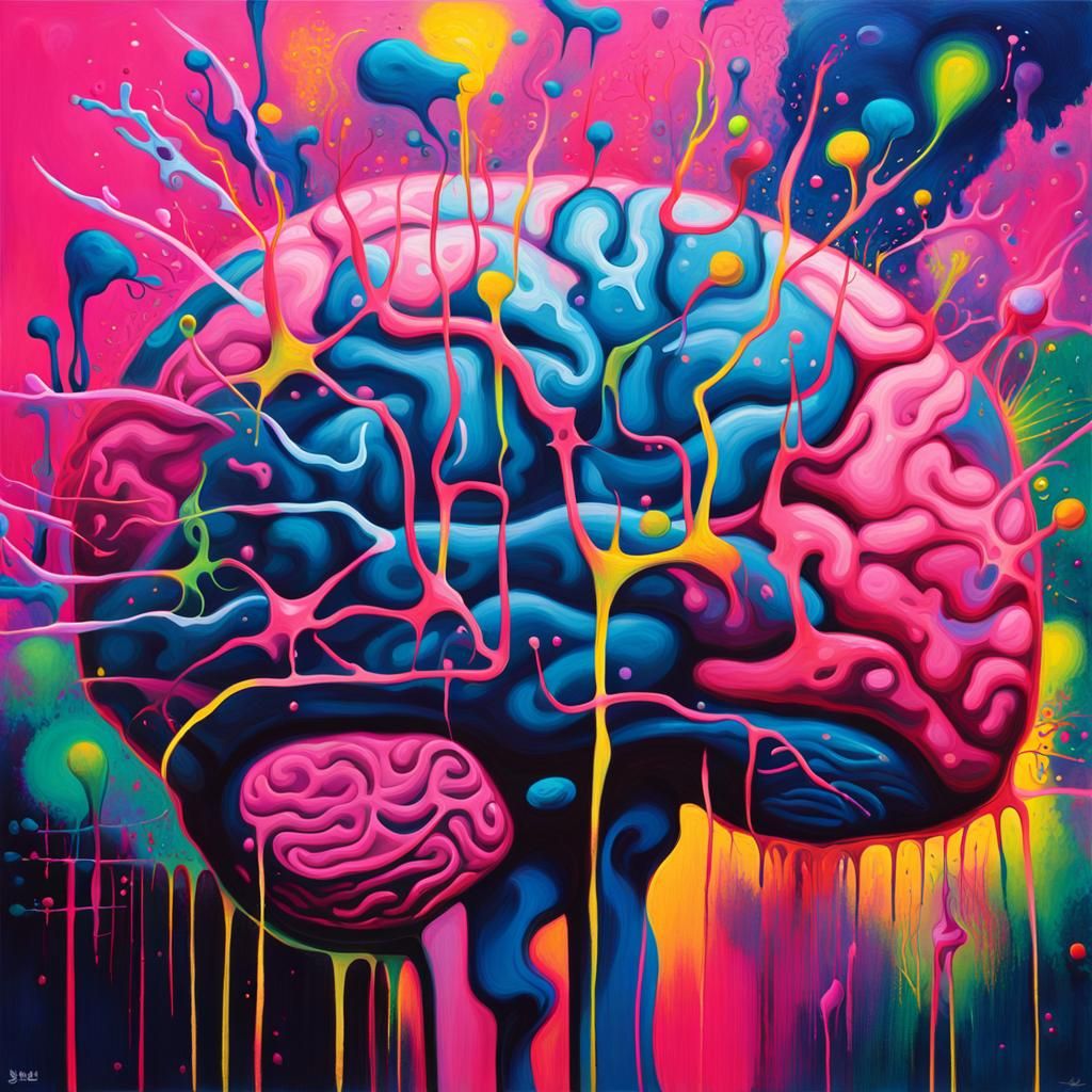 Vibrant Surreal Brain with Neon Synapses in 8K