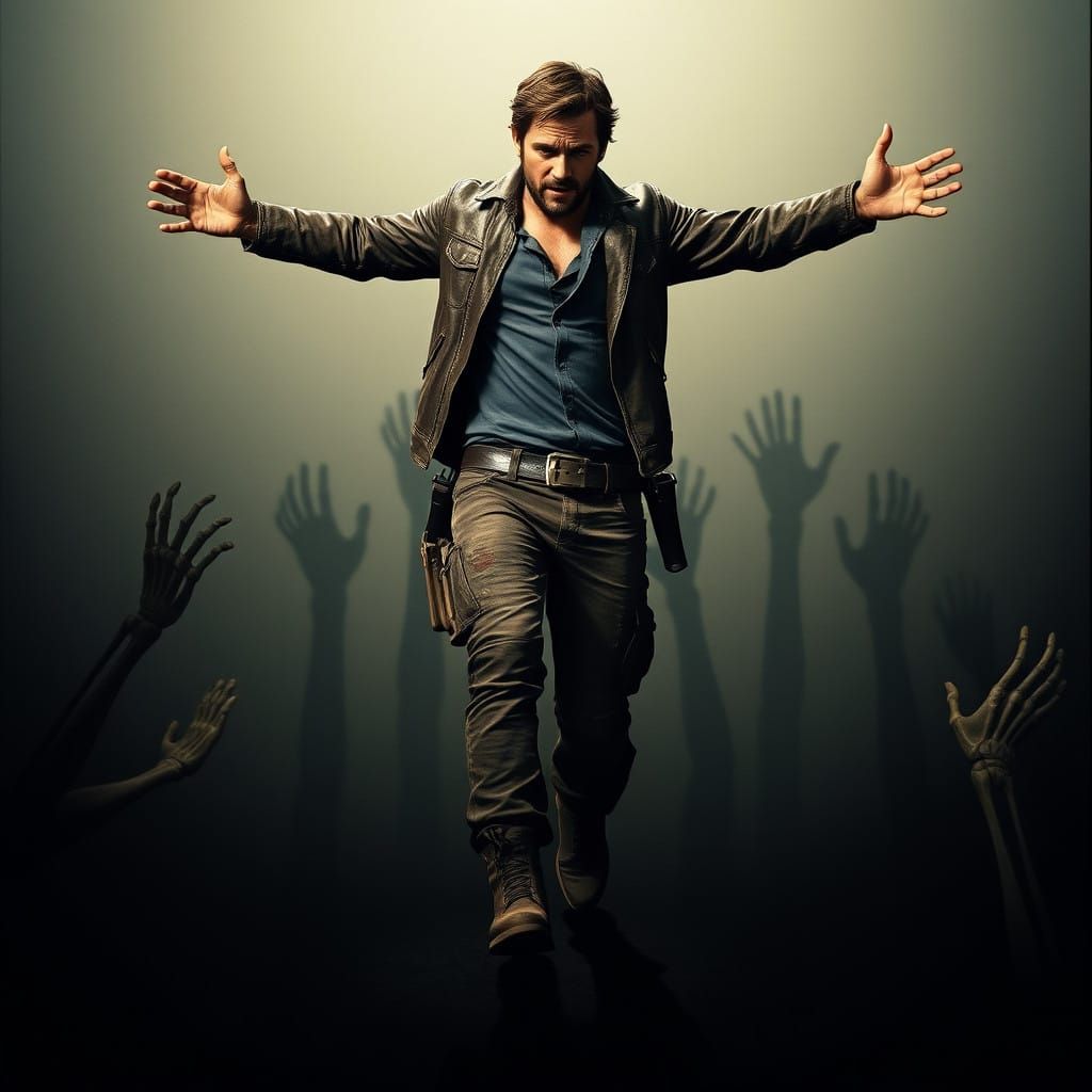 Man Falls into Shadow, Grasped by Skeletal Hands in Cinemati...