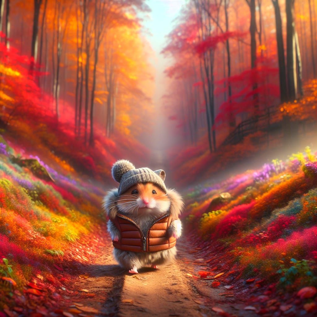Hamster's Autumn Walk: A Matte Painting