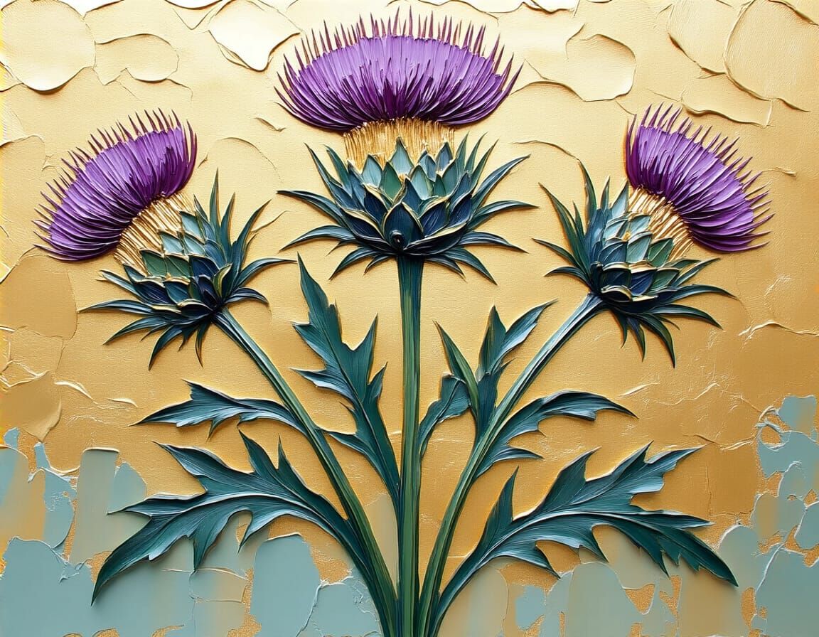 Gilded Thistle Craft in Impasto Style