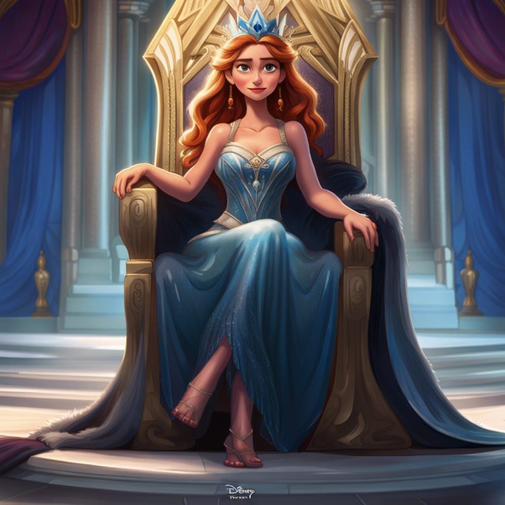 Sinister Greek Goddess Anna on Marble Throne