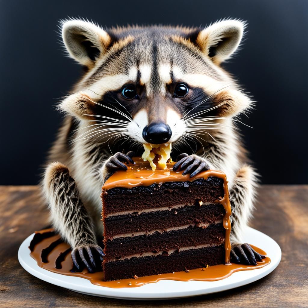 Raccoon Bites Earth Cake