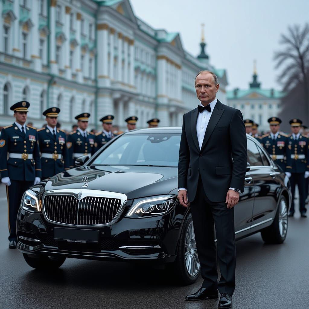 Putin with Limousine in Realistic Cinematic Style