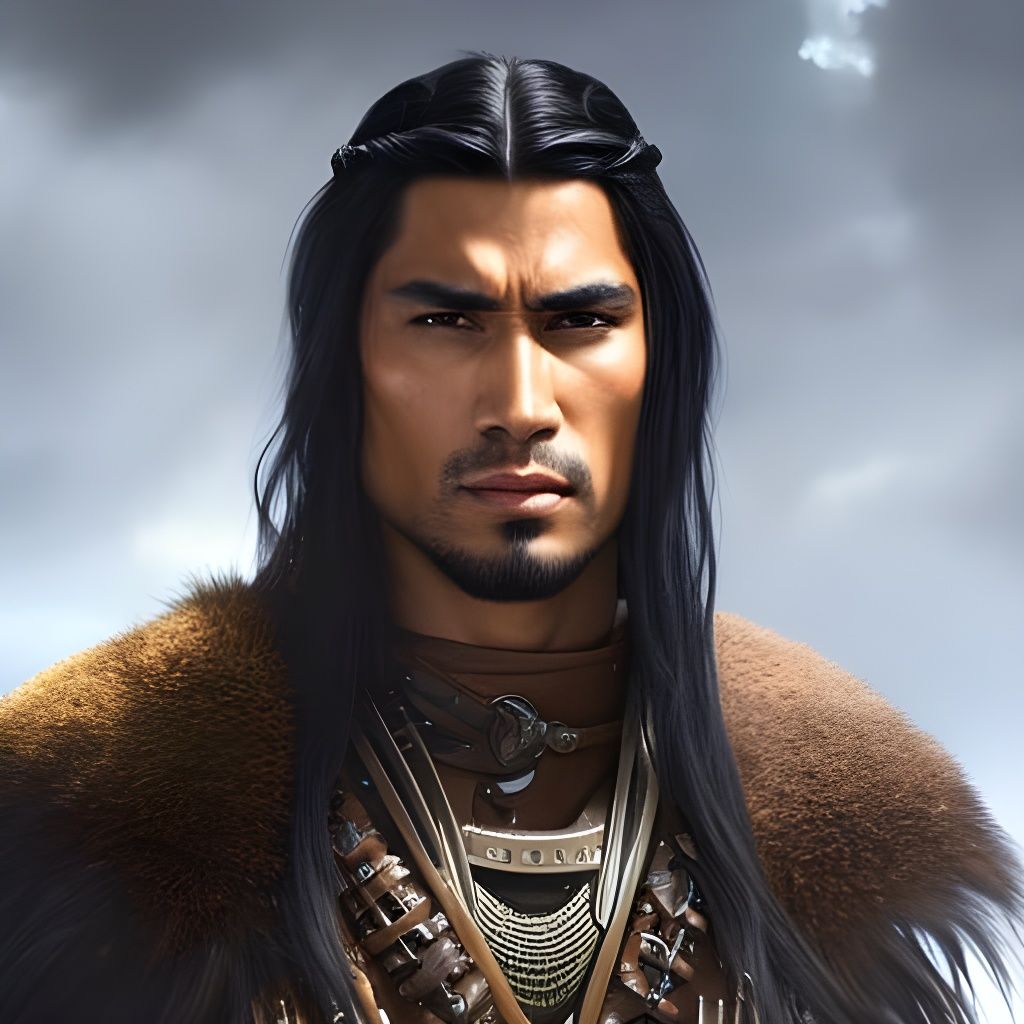 Native American Warrior Portrait in Fantasy Art Style