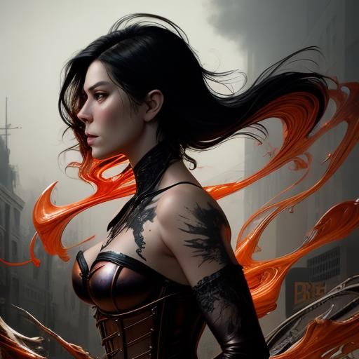 Warrior Princess Dissolving in Smoke: Digital Art