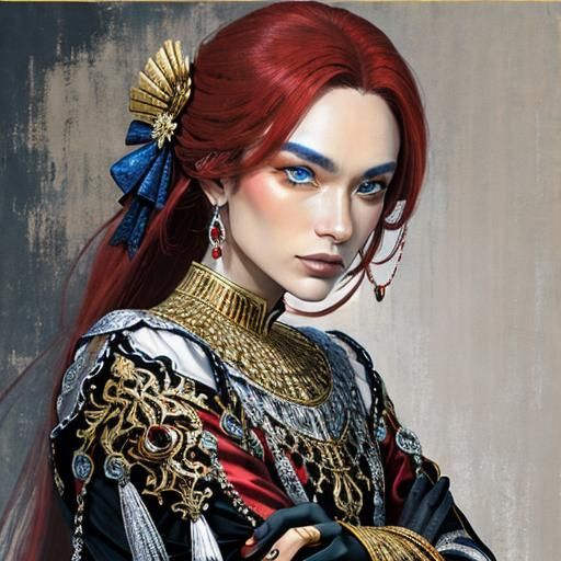 Abstract Art in Vermillion, Gold, Azure, Silver