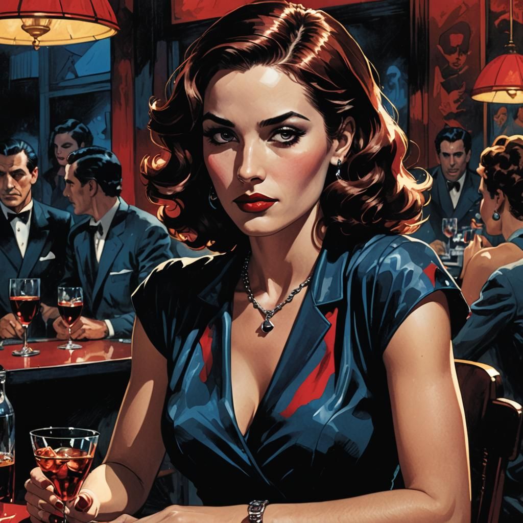 Film Noir Comic Book Portrait in Dramatic Lighting