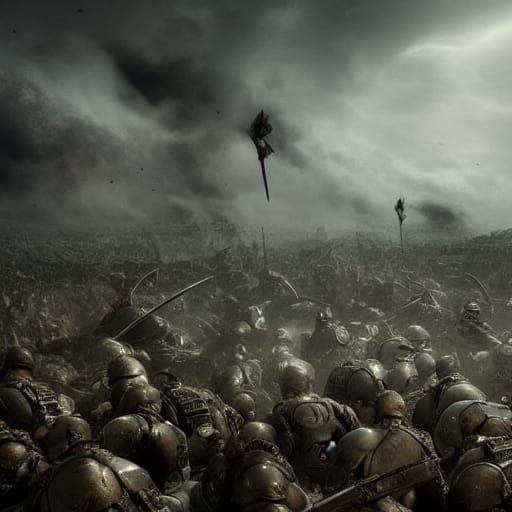 Epic Battle: Immortals vs Soldiers, Digital Matte Painting