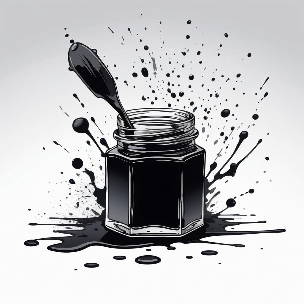 Ink Well with Quill and Splatter