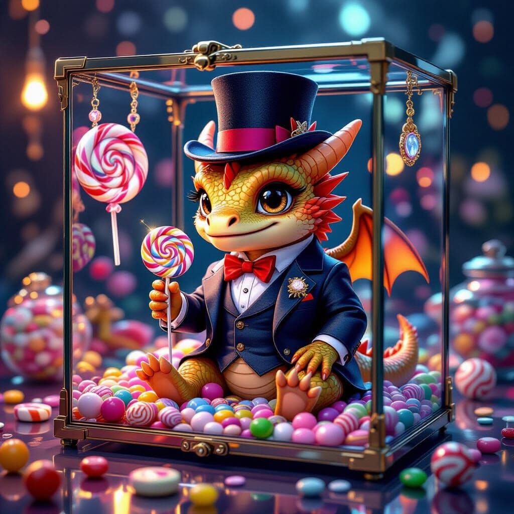 Miniature Dragon in Jewelry Box Digital Illustration