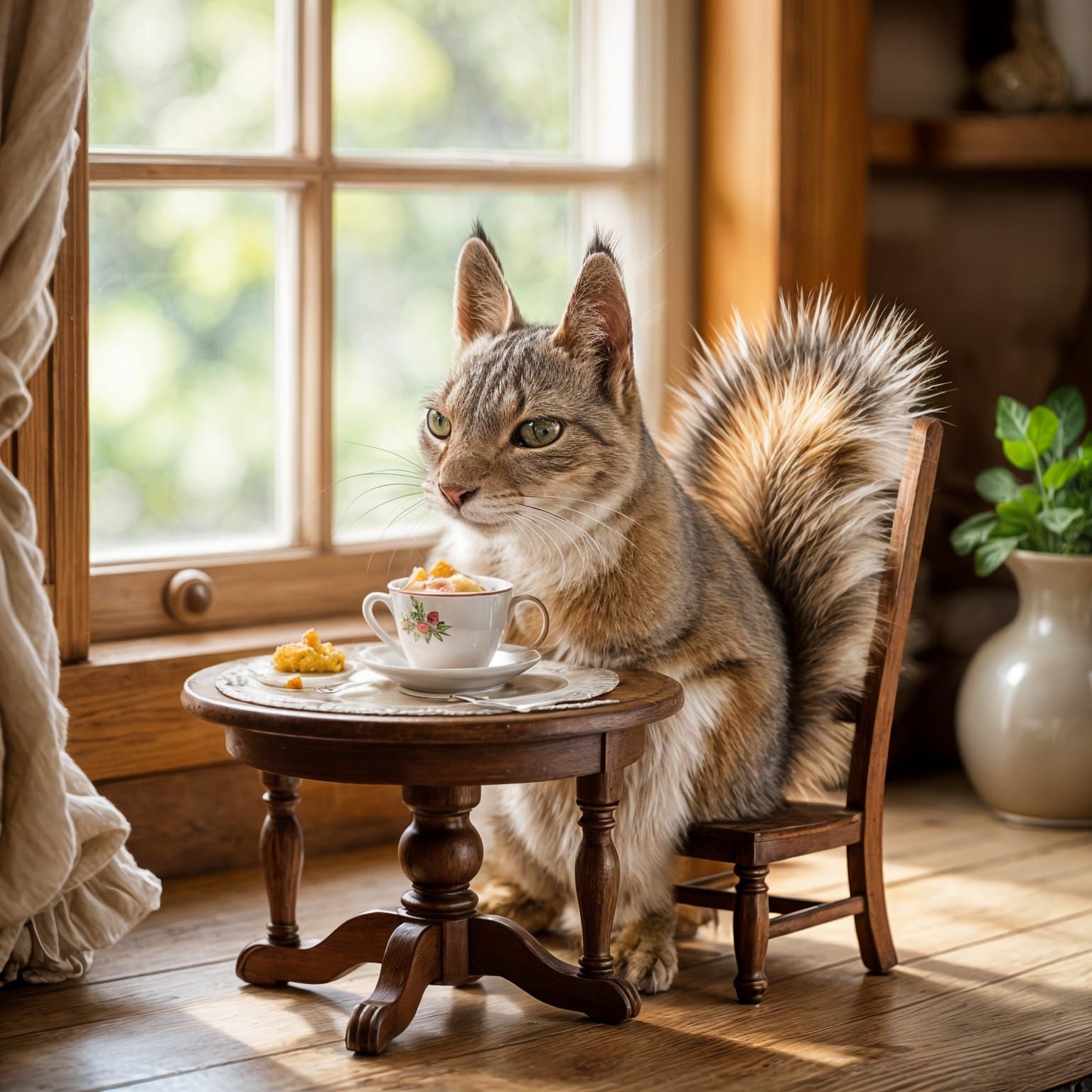 Squirrel Enjoys Breakfast in Storybook Style
