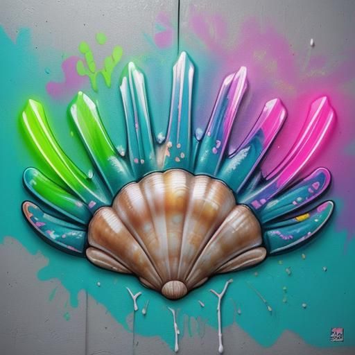 Neon Sea Shells in Graffiti Street Art