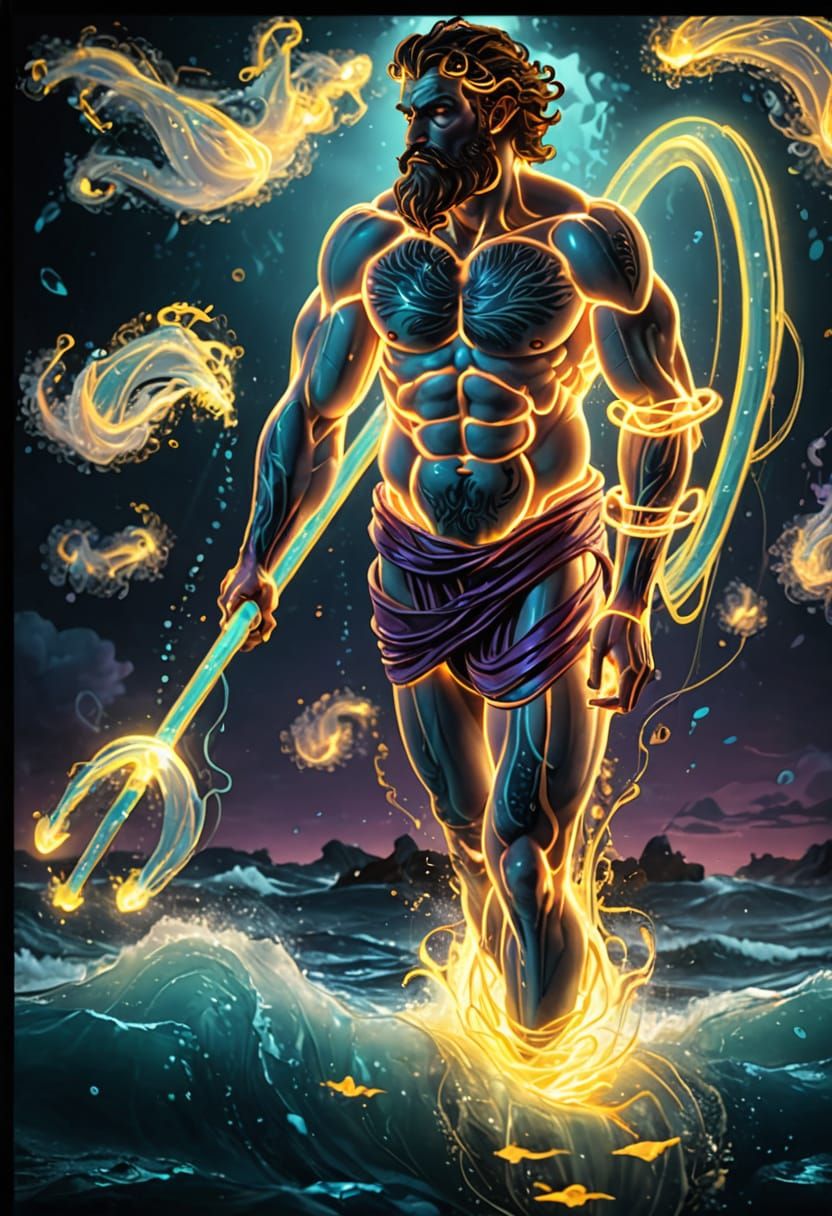 Hyper-Realistic Dark Fantasy Poseidon Concept Art